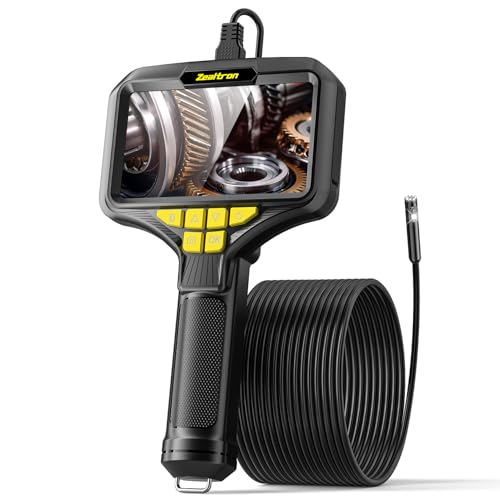 Dual Kameras Endoskopkamera mit Licht, Doppelkamera Dual Lens 5,0 Zoll IPS Bildschirm Endoskop, 8+1 Einstellbaren LED-Licht Inspektionskameras, 5 Meter Kabel Rohrkamera