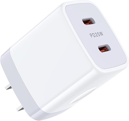 Bloque de cargador USB C rápido de 25 W, cargador tipo C de 2 puertos, adaptador de corriente USB C, caja de carga de pared para Samsung Galaxy A14