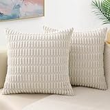 2 Fundas Decorativas para Cojines, Suave pana a rayas funda de cojín cuadrado decorativo, para la sala de estar sofá cama...