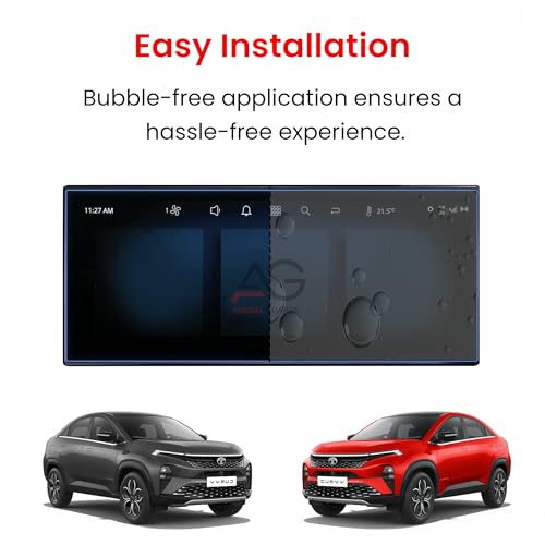 Image of Screen Guard For TATA CURVV 2024 |10.25 INCH INFOTAINMENT [Thin Bezel] + INSTRUMENT CLUSTER + STEERING + AC Protector | 9H Car Display Accessories 2025 [Not Tempered Glass]