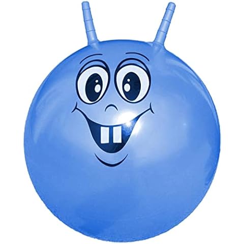 Luxed Large Bouncing Ball for Kids- 46cm, Smile Inflatable Skippy Space Hopper Up Sit & Bounce Ball with Handle Ball Outdoor/Indoor Toy for Children (Blue) Cover