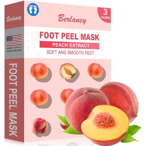 Foot Peeling Mask - Pro Callus Remover with Peach Extract for Rough Cracked Dry Feet - Dead Skin Remove, 3Pairs Cover