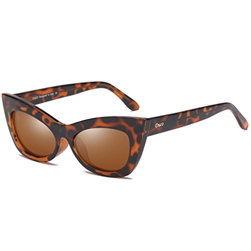 Duco Gafas De Sol Polarizadas Retro Clásicas Cateye W005, Tortuga Duco Gafas De Sol Polarizadas Retro Clásicas Cateye W005, Tortuga