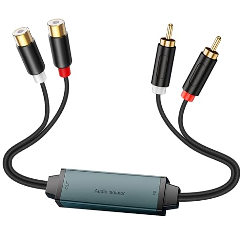 Duttek Ground Loop Isolator RCA, Noise Filter Eliminator with double RCA Male to Female Audio Cable for Car Audio System/Home Stero System - Plug-and-Play Duttek Ground Loop Isolator RCA, Noise Filter Eliminator with double RCA Male to Female Audio Cable for Car Audio System/Home Stero System - Plug-and-Play