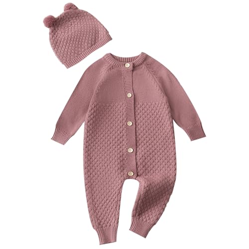 Image of CVXV Newborn Baby Boy Long Sleeve Knitted Romper Warm Bodysuit Knitted Winter Clothes 0-24 Months