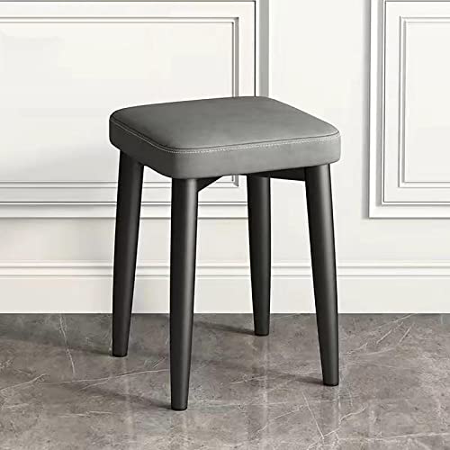 Moderno taburete cuadrado apilable con respaldo y asiento acolchado, taburete de bar versátil de piel sintética para cocina, aula, sala de estar, seminario, color gris (30.5 x)