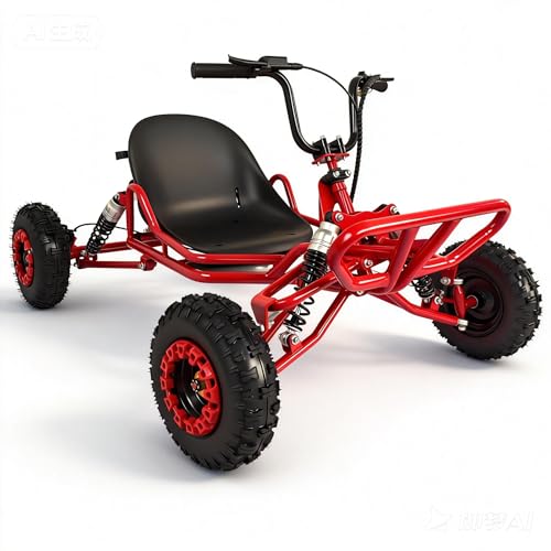 Zyliathor Adult & Kids Gas Off-Road Go Kart,28MPH, Adjustable Throttle Limiter, Pull Start + Kill Switch, Hydraulic Disc Brake, 4-Wheel Independent Suspension, 6' All-Terrain Tires, 440 lb (Red)