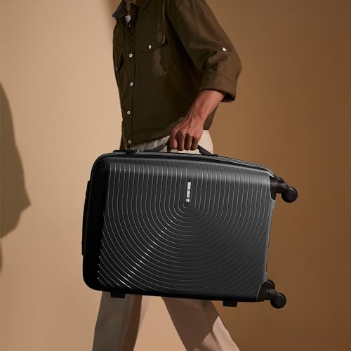 Image of Stony Brook by Nasher Miles Crescent Hard-Sided Polypropylene Cabin Luggage Black 20 Inch 55Cm Spinner Trolley Bag
