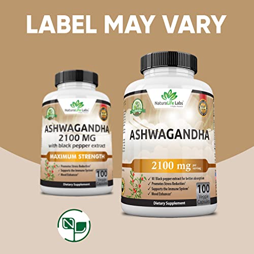 Organic Ashwagandha 2,100 mg - 100 Vegan Capsules Pure Organic Ashwagandha Powder and Root Extract - Stress Relief, Mood Enhancer - Image 6