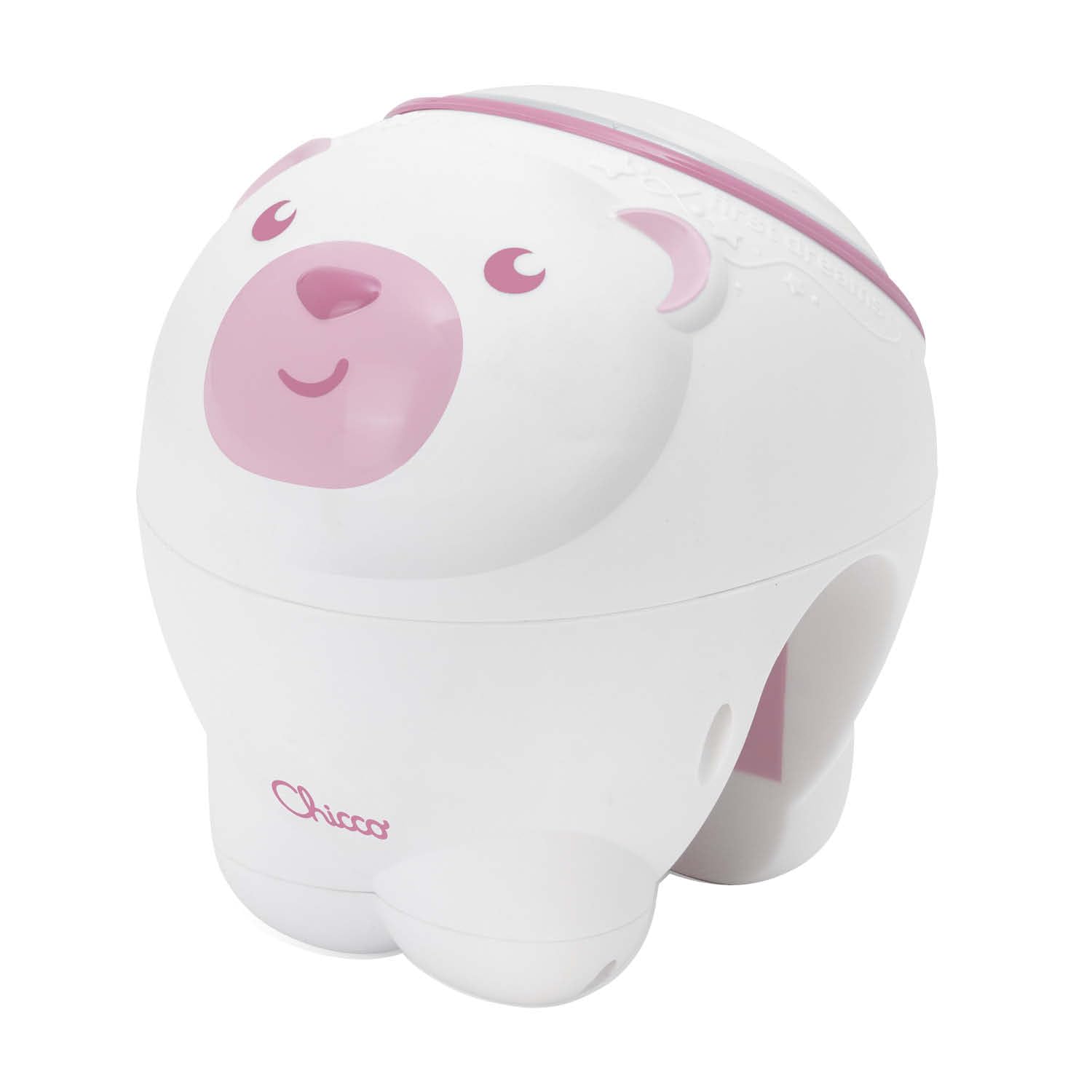Chicco First Dreams Proiettore Orso Polare, Proiettore 2in1 da Culla e da Comodino, Luce Notturna per Bambini, Musica Classica Rilassante e Suoni della Natura, Giochi Neonato, 0 Mesi +, Rosa