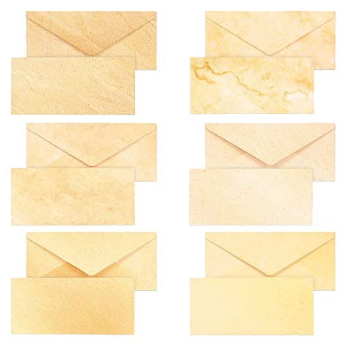 Best Paper Greetings 48 Pack Old Fashioned Vintage Envelopes for Writing Letters with 6 Decorative Antique Styles - Classic Aged Blank Envelopes for Party Invitations, Stationery Supplies (8.7x4 in)