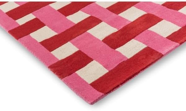 Tapete decorativo cuadrado de lana 7' x 7' coral y rosa miniatura 6