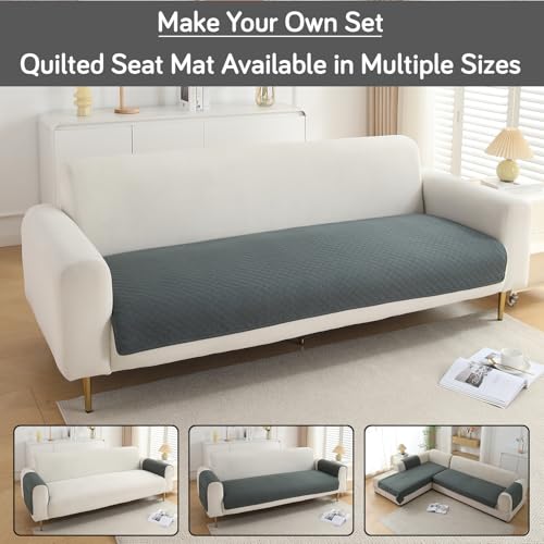 Image of HOKIPO Polyester Quilted Sofa Cover Mats For 1 /2 /3 Seater Sofa And L Shape. Make Your Own Sofa Cover Set, Mat Length 90(D) X 120(L) Cm, Grey (NEW-720-GRY)