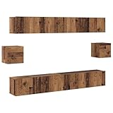 vidaXL 6-teiliges TV-Schrank-Set Altholz Massivholz Rustikales Wandmontiertes Stauraumlösung für Wohnzimmer und Heimkino Holzständer Schwebende Einheit Regale Möbel Lösungen Unterhaltungszentrum