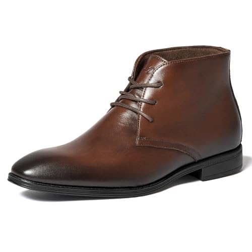 Image of Holy dove Mens Lightweight Dress Boots Leather Oxford Ankle Boots | Full-grain leather Upper,Non-Slip Rubber Sole,Ankle-high Lightweight Business formal Style