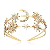 Star Halo Crown Goddess Halo Crown Star Moon Crown and Tiara for Women Boho Wedding Headpiece (2-Gold)