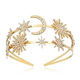 Star Halo Crown Goddess Halo Crown Star Moon Crown and Tiara for Women Boho Wedding Headpiece (2-Gold)