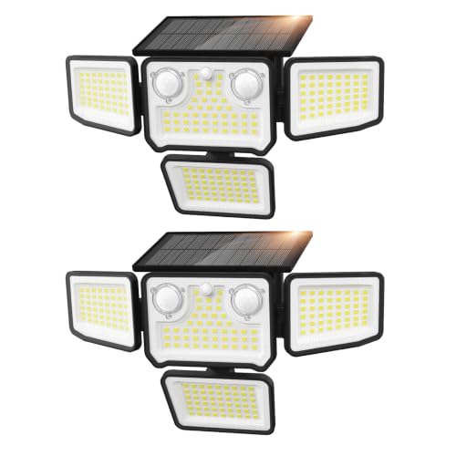SZPOWER 4500LM Solar Lights Outdoor Waterproof, 254 LED Solar Flood Lights Outdoor with 2 Motion...