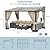 Kurapika 10’ x 12’ Wall Mount Gazebo Outdoor Pergola, Hardtop Lean to Gazebo Canopy Awnings with Sloped Roof and Sturdy Steel Frame, for Patio, Porch, Deck, Backyard(Sand)