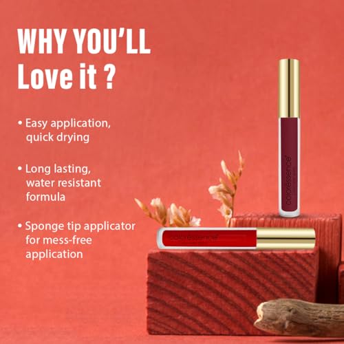 Image of Coloressence Eternal Matte Liquid Sindoor, Maroon, 3ml | Quick Dry | Long Lasting | Sponge Tip Applicator | Highly Pigmented | Waterproof | Easy Application