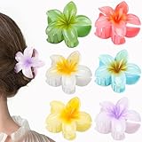 6 Pack Flower Claw Clip for Women, Preppy Flower Hair Clip, Hawaiian Plumeria Hair Clip, Hawaii Hair Accessories for Thick Hair, Gifts for Women Teen Girls
