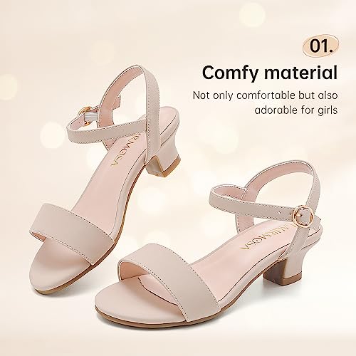 Girls Sandals Low Heels Girls Dress Shoes in Wedding Party Summer Open Toe Ankle Strap for Little Big Kids Toddler3