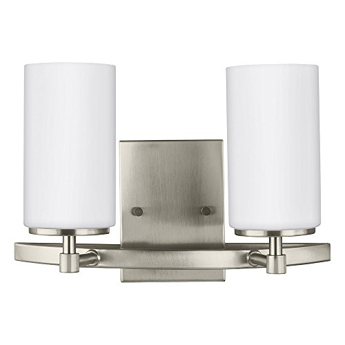 Image of Generation Lighting 4424602-962 Alturas Wall /Bath Vanity Style Fixture, Two - Light, Brushed Nickel, 100 Total Watts, 9.062 Inch Height, 13.56 Inch Wide, Steel Construction