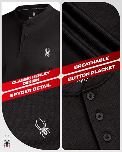 Spyder Mens Thermal Long Sleeve Shirt - Moisture Wicking Henley Shirts for Men with UP 30 Dri Fit Long Sleeve Shirts for Men2