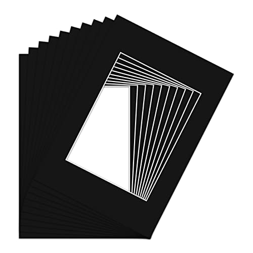 10pcs Passe Partout pour Photo,A4 Passepartout Blanc Carton pour Photo,Adapté image photo 7,5 x 5,5 pouces (Noir)