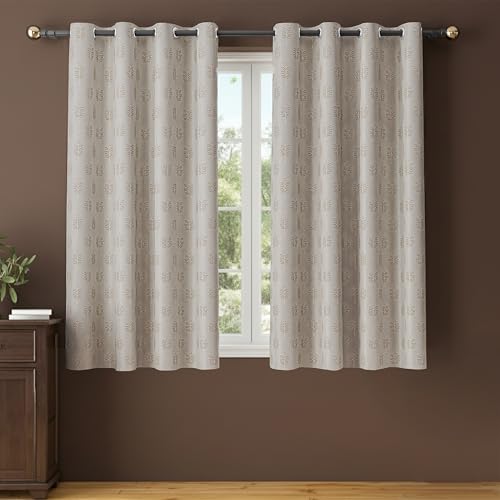 Image of Yellow Weaves 2 Pcs Jacquard Tree Eyelet Window Curtain - Perfect for Home, Office, Bedroom, Living Room & Balcony - 5 Feet (Brown)