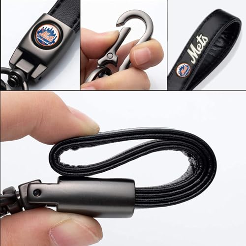 Image of Leather Car Keychain for Baseball Fans, Metal Car Key Ring Key Chain Accessories