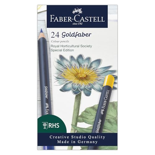 Faber-Castell Creative Studio Goldfaber Colour Pencil Set, RHS Special Edition, Set of 24 Pencils, Art, Craft, Drawing, Sketching, Home, School, University, Colouring