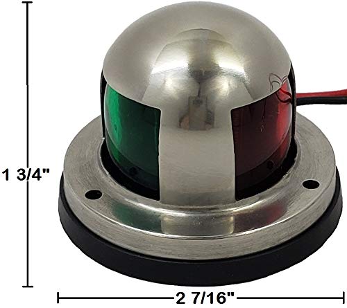 Salty Reef - Stainless Steel - Bicolor 12v Red & Green BRIGHT LED marine Bow Navigation Light