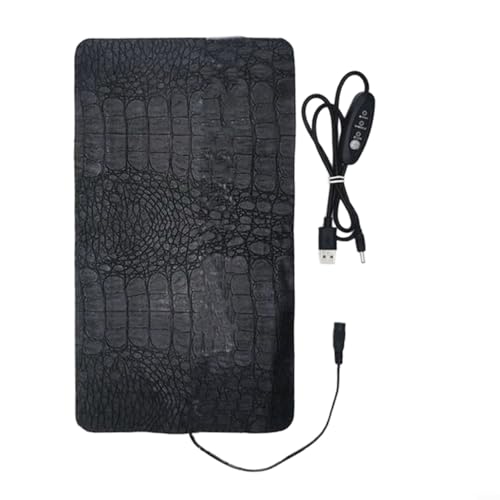 Floweringbeter Almohadilla de calefacción para mascotas USB Estera de calentamiento de temperatura ajustable para reptiles 5V Calentador eléctrico Pad con 3 ajustes de calor (L)