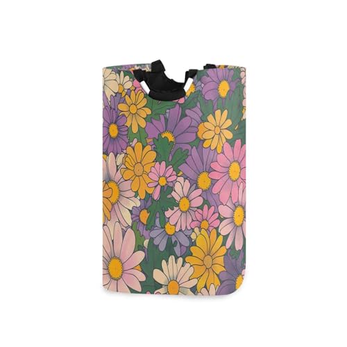 Jihqo Laundry Hamper Basket Blooming Flowers Collapsible Nursery Storage Bin Waterproof Clothing Baskets for Home Bedroom Bathroom Washing Room