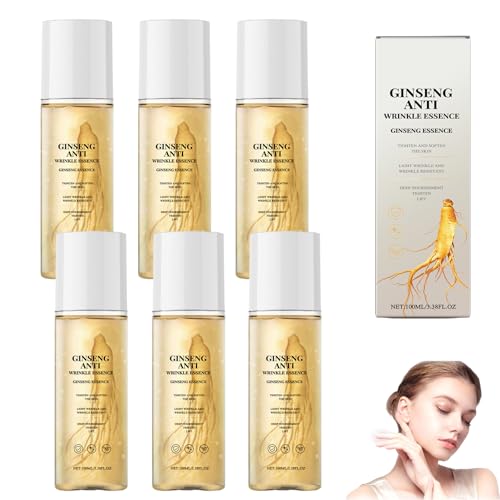 Ginseng Agua esencial hidratante antiedad, agua esencial líquida con extracto de ginseng, suero antiarrugas, aceite esencial para aliviar las arrugas de vitamina C, reafirmante la piel flácida (6