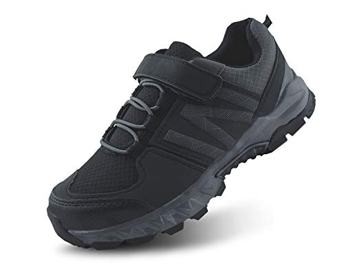 JABASIC Kids Hiking Shoes Outdoor Adventure Athletic Sneakers (12,Black-1)