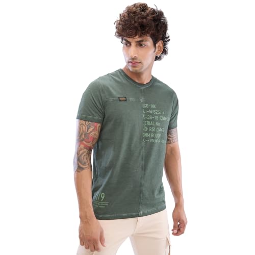 Image of Spykar Men's Comfort Fit Round Neck Half Sleeve Solid Casual T-Shirt