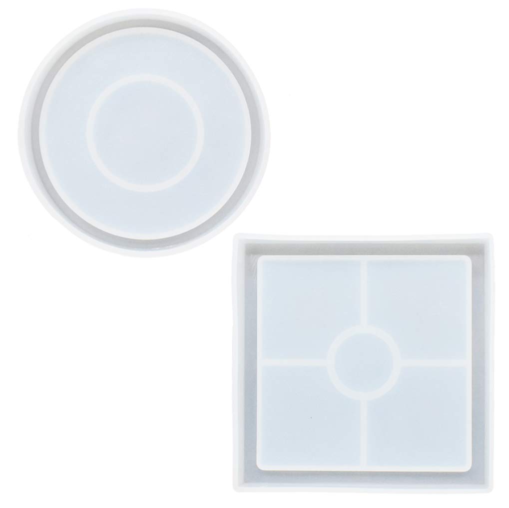 Amazon.com: Silicone Molds for Concrete Planter Saucer, Resin Coaster DIY,  Square and Round Shape, 2 Pack : Everything Else