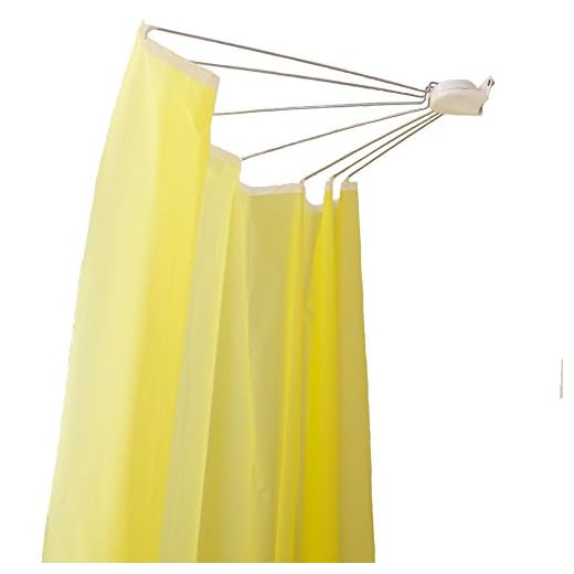 BAOYOUNI Foldable Wall Mounted Shower Curtain Rod Space Saver Stainless Steel Fan-Shaped Bath Curtain Holder Rail 34.65''