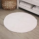 Home Weavers Waterford Collection 100% Cotton Tufted Bath Rug, Extra Soft and Absorbent Bath Rugs, Non-Slip Plush Bath Carpet, Machine Wash Dry, Bath Rugs for Bathroom Floor, 22' Round, White