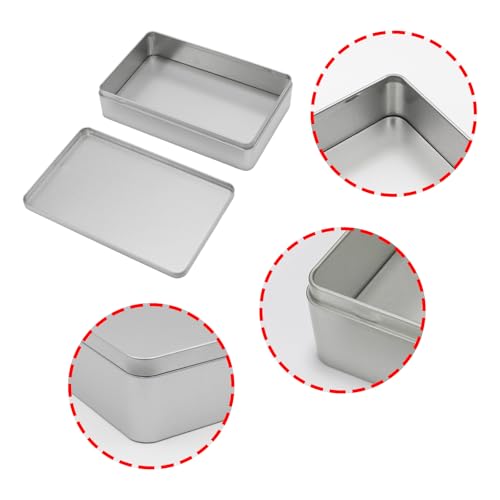 Image of 1 Pack Metal Tin Box, 8.5 x 5.3 x 1.9 Inch Rectangular Empty Tin Box (Silver)