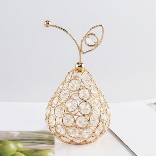Dolvitrny Figura decorativa 3D para decoración de cristal con forma de pera dorada para decoración de mesa de boda, centro de mesa, decoración del hogar, para decoración de cristal, sala de estar