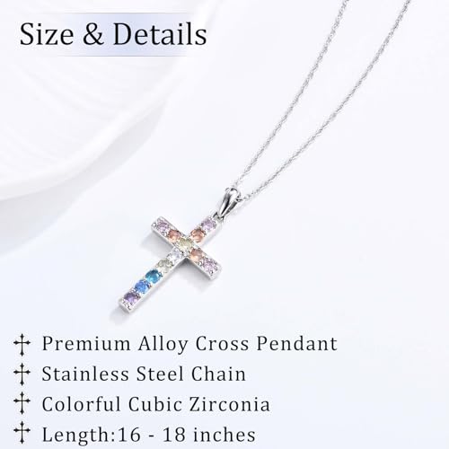 3-11 Year Old Girls Birthday Gifts, Colorful Cross Necklace Jewelry Happy Birthday Present for Girls Daughter Granddaughter Sister Niece with Birthday Card3