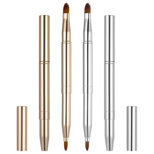 2PCS Lip Brush Double-ended Lip Makeup Brushes Retractable Lips Brushes Travel Makeup Brush Set for