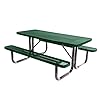 Coated outdoor furniture heavy duty portable outdoor picnic table thermoplastic coated expanded metal commercial grade patio dining furniture made in america 6ft rectangular green  urban country home decor