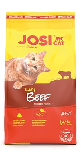 JosiCat Tasty Beef (1 x 1,9 kg) | Adult | Premium Trockenfutter für Katzen | mit herzhaftem Rind - sehr gut verträgliche Rezeptur | Powered by JOSERA | Katzenfutter | Alleinfuttermittel | 1er Pack