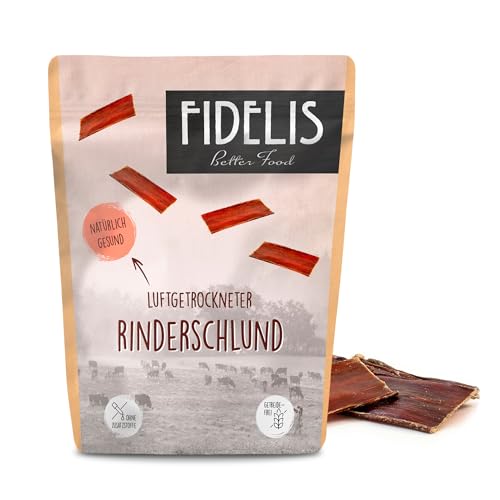 Fidelis - Rinderschlund getrocknet für Hunde 1000gr - Natursnack Leckerlis aus 100% natürlichen Rohstoffen - Hunde Leckerli für zwischendurch pflegt & stärkt das Gebiss - Ohne Konservierungsstoffe