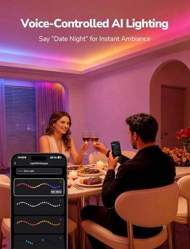Image of Lepro S1 AI Smart LED Strip Lights with IC 65.6FT 2.4G WiFi Bluetooth | AI lighting designer,Rainbow chasing effects,Color segment DIY,Music sync,High density LEDs,Holiday Decor,Bedroom,Room,Gaming