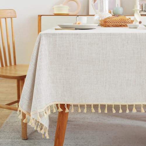 Laolitou Textured Table Cloth for Rectangle Table, Heavy Duty Farmhouse